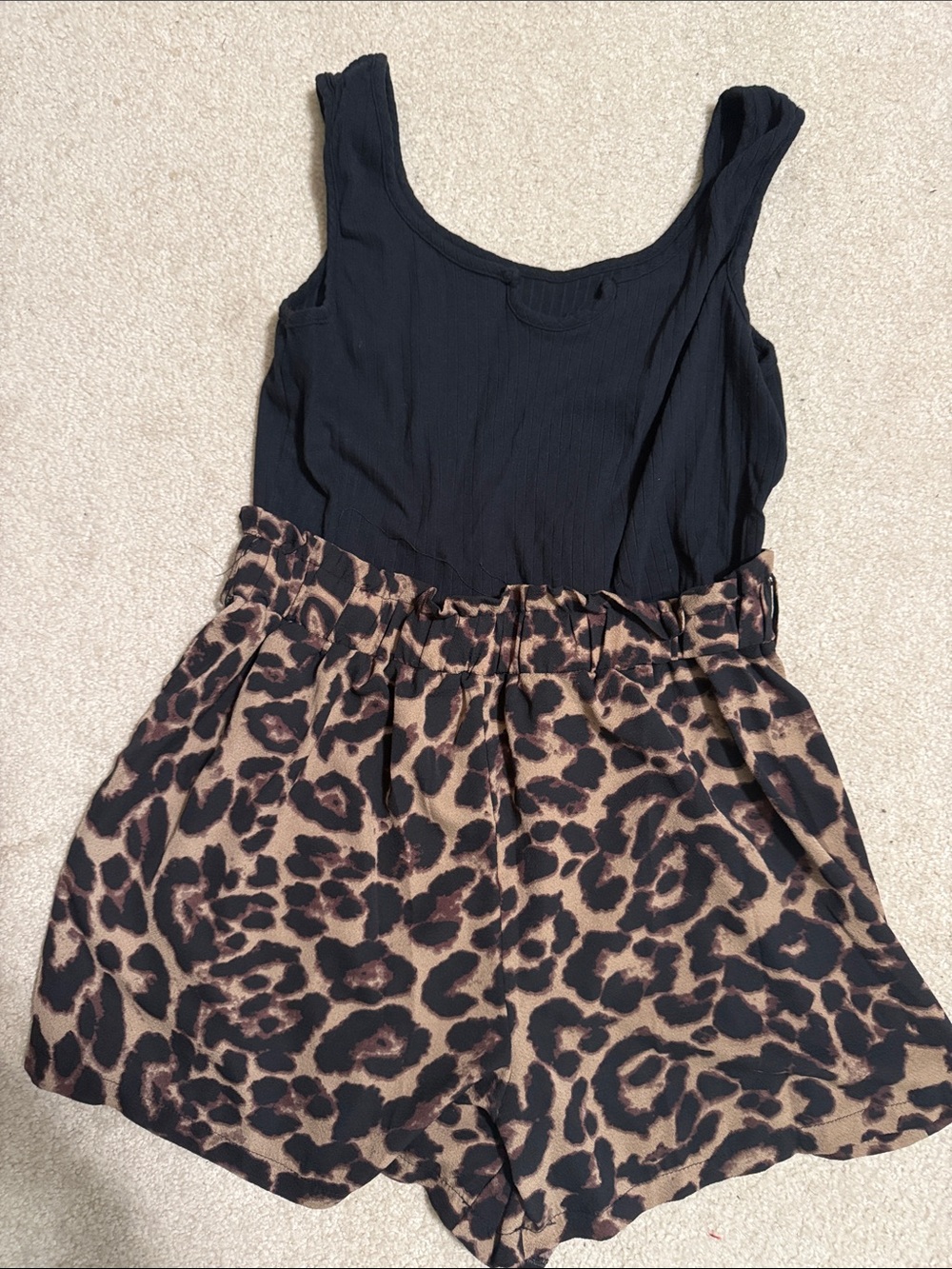 Black Tank Top with Leopard Print romper